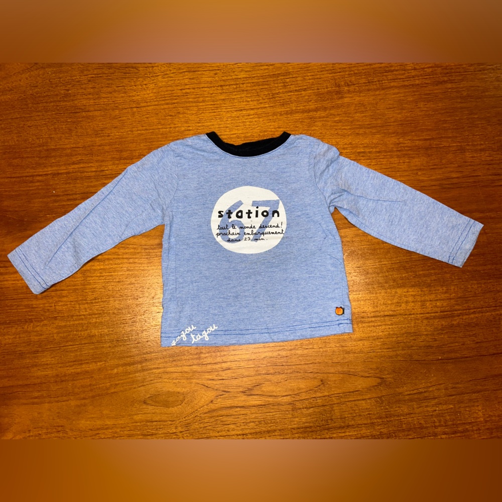Gagou Tagou | blue “station 67” cotton blend long sleeve t-shirt